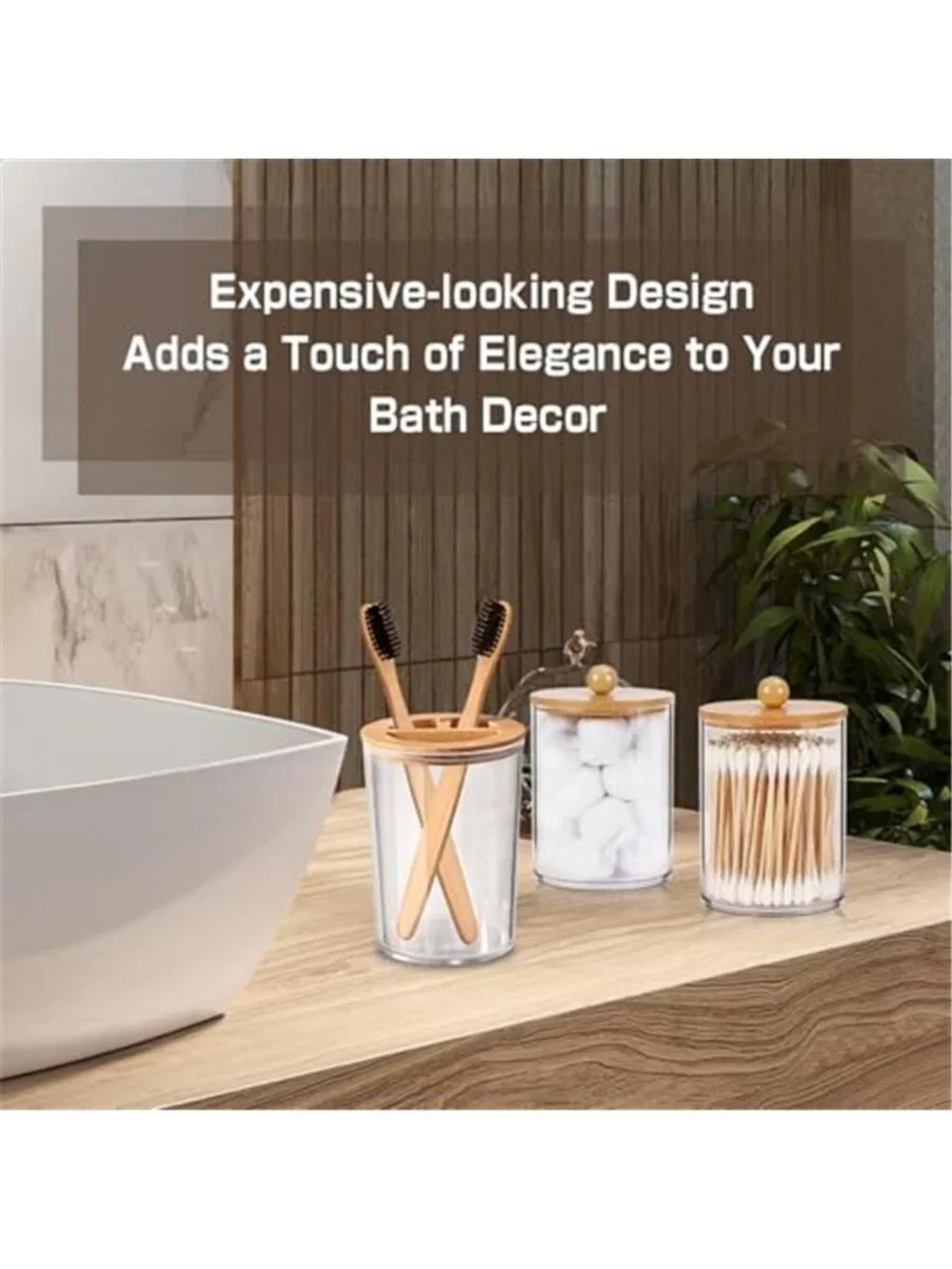 Bamboo Bathroom Accessory Set 5 Pcs, Boho Bathroom Accessories Sets Complete